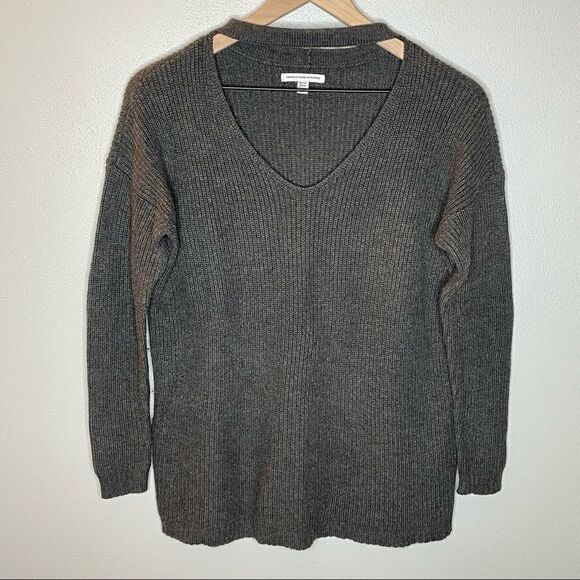 American Eagle Outfitters Sweaters - American Eagle Grey V-Neck Sweater - Size: XS